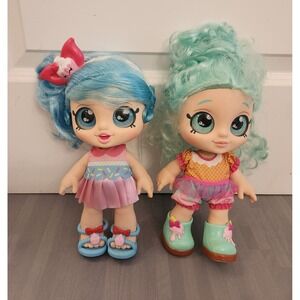Kindi Kids Marsha Mello and Peppa-Mint Dolls Set of 2 Glitter Eyes Hair 10"